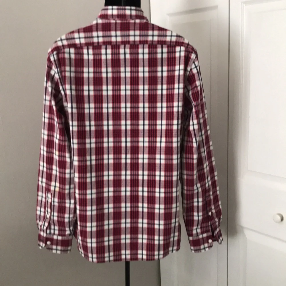 J CREW Red/Blue Plaid Long Sleeves Casual Mens Shirt | M